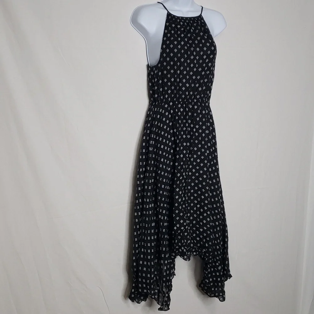 Joie Matalina Asymmetrical Silk Midi Dress Size S Fairy Grunge Black - Picture 5 of 14